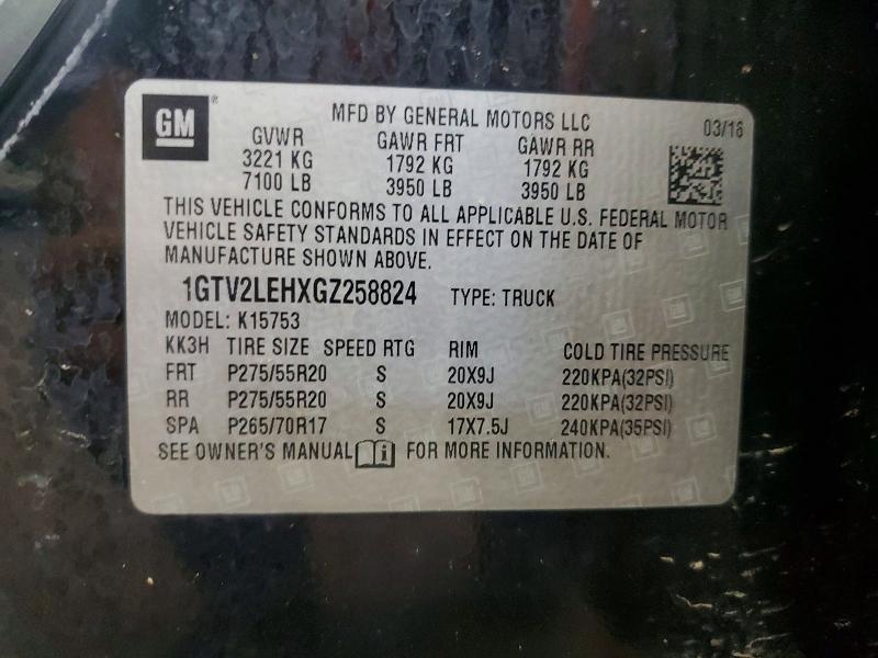 Продаж на аукціоні авто 2016 Gmc Sierra, vin: 1GTV2LEHXGZ258824, номер лоту: 57669966