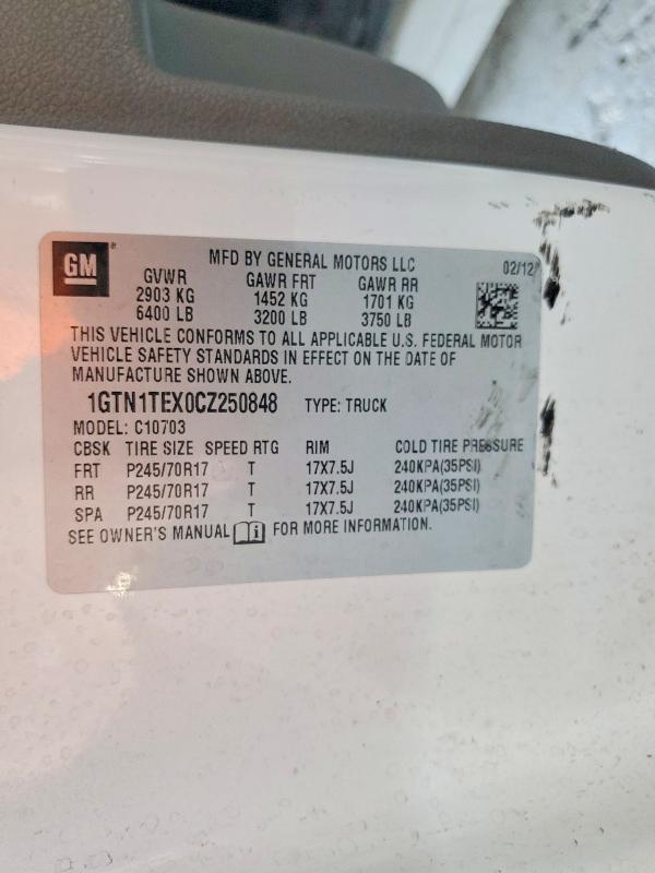 Продаж на аукціоні авто 2012 Gmc Sierra, vin: 1GTN1TEX0CZ250848, номер лоту: 57704996