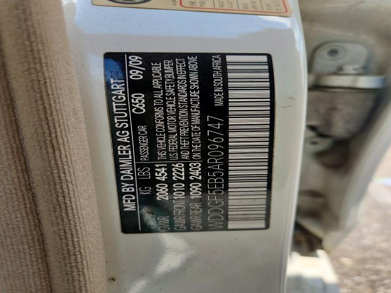 58540836 :رقم المزاد ، WDDGF5EB5AR096747 vin ، 2010 Mercedes-benz C مزاد بيع