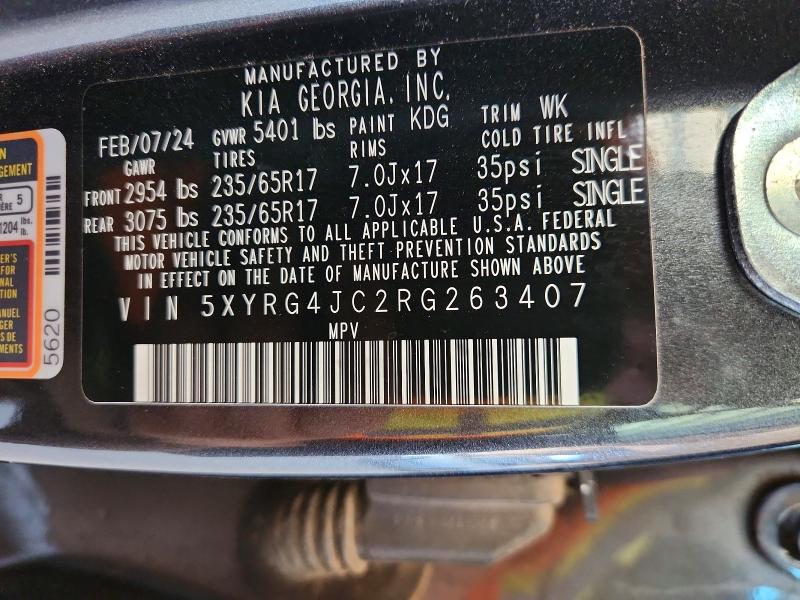 Aukcja sprzedaży 2024 Kia Sorento, vin: 5XYRG4JC2RG263407, numer aukcji: 85449665