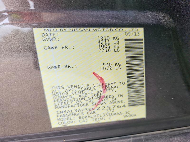 Aukcja sprzedaży 2014 Nissan Altima, vin: 1N4AL3AP3EN225764, numer aukcji: 58209676