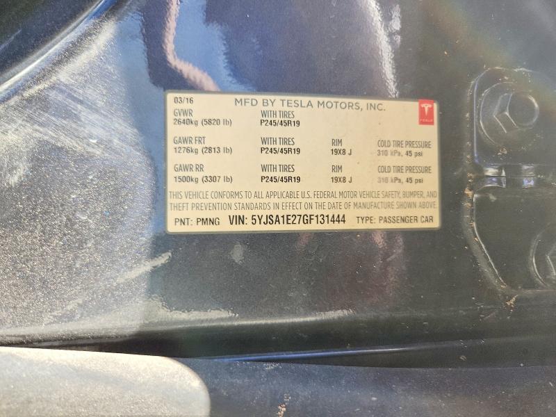 Продажа на аукционе авто 2016 Tesla Model S, vin: 5YJSA1E27GF131444, номер лота: 58459346