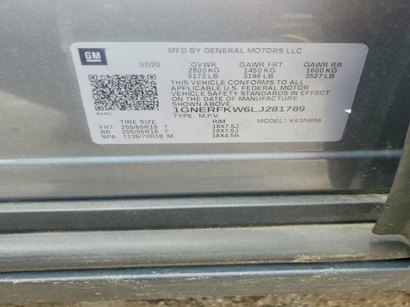 2020 Chevrolet Traverse მანქანა იყიდება აუქციონზე, vin: 1GNERFKW6LJ281789, აუქციონის ნომერი: 58127876