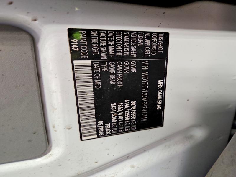Продаж на аукціоні авто 2016 Freightliner Sprinter, vin: WDYPE7DD4GP291744, номер лоту: 58099186