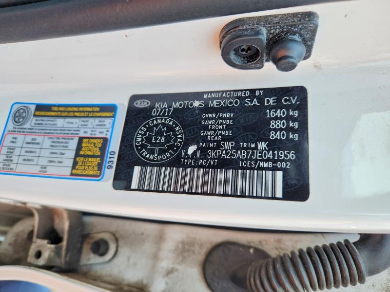 Продажа на аукционе авто 2018 Kia Rio 5-door, vin: 3KPA25AB7JE041956, номер лота: 58548976
