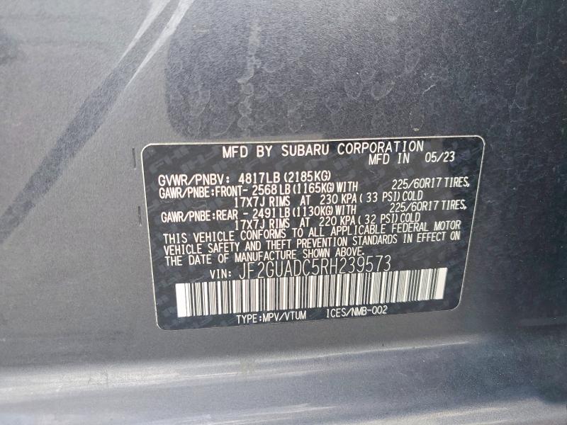 57872756 :رقم المزاد ، JF2GUADC5RH239573 vin ، 2024 Subaru Crosstrek مزاد بيع