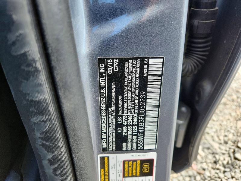 2015 Mercedes-benz C მანქანა იყიდება აუქციონზე, vin: 55SWF4KB3FU062239, აუქციონის ნომერი: 55717856