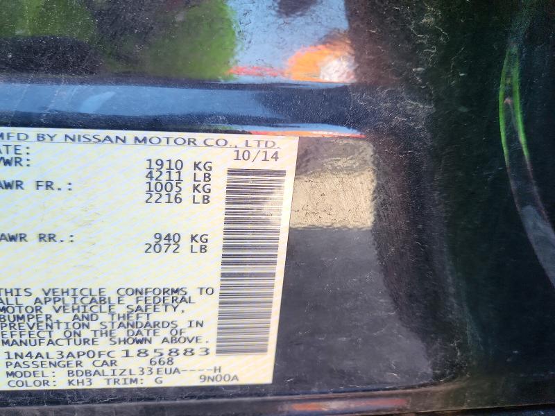 2015 Nissan Altima მანქანა იყიდება აუქციონზე, vin: 1N4AL3AP0FC185883, აუქციონის ნომერი: 55740666