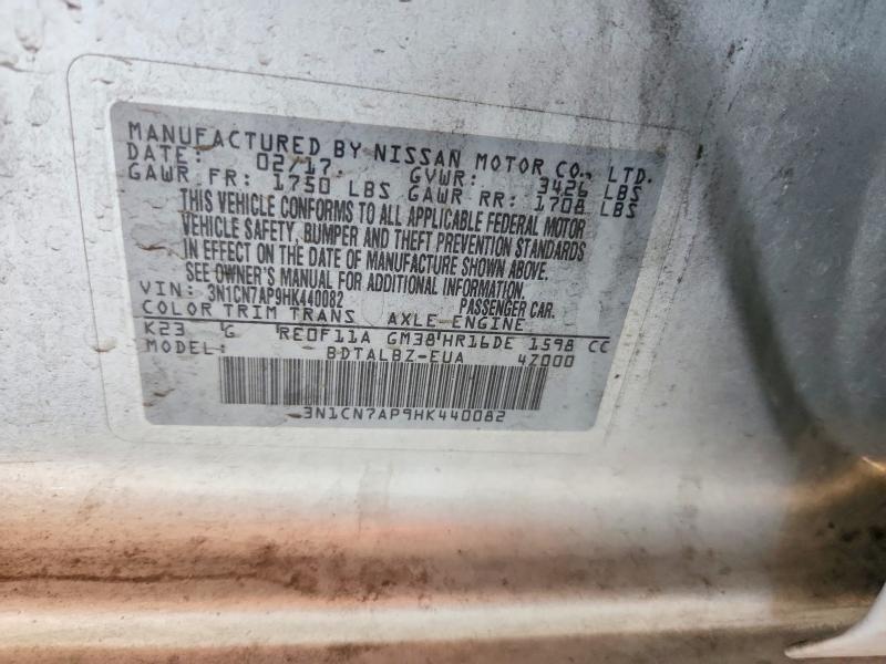 Продаж на аукціоні авто 2017 Nissan Versa, vin: 3N1CN7AP9HK440082, номер лоту: 55418416