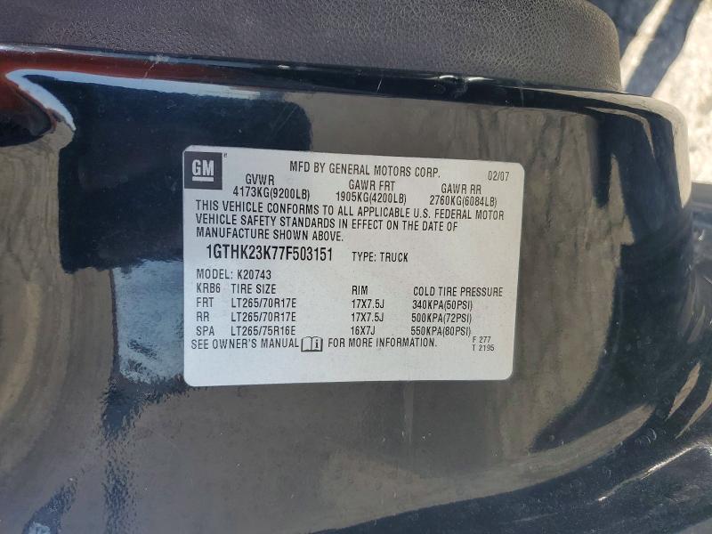 Продаж на аукціоні авто 2007 Gmc Sierra, vin: 1GTHK23K77F503151, номер лоту: 57747156