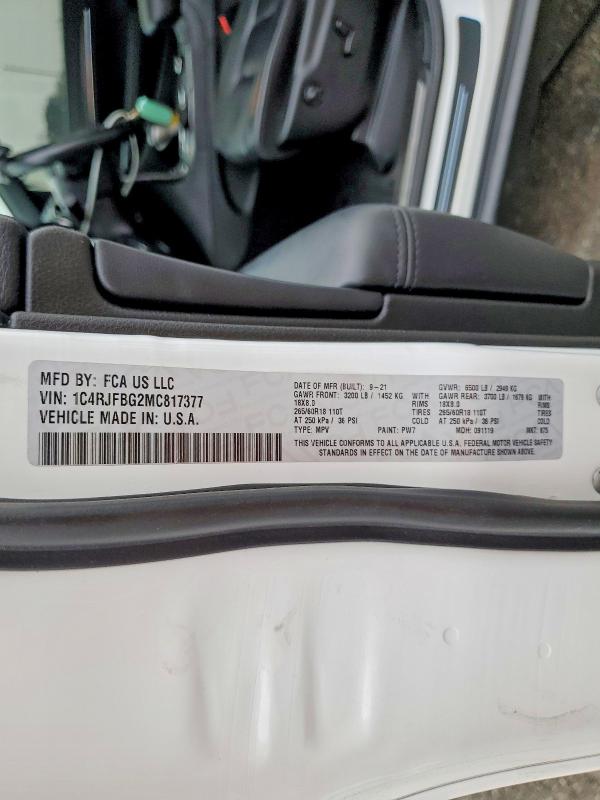 Продаж на аукціоні авто 2021 Jeep Grand Cherokee, vin: 1C4RJFBG2MC817377, номер лоту: 58521136
