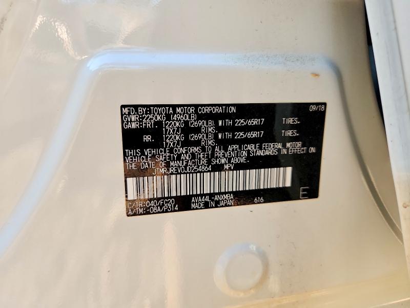 56988396 :رقم المزاد ، JTMRJREV0JD254864 vin ، 2018 Toyota Rav4 Hybrid مزاد بيع