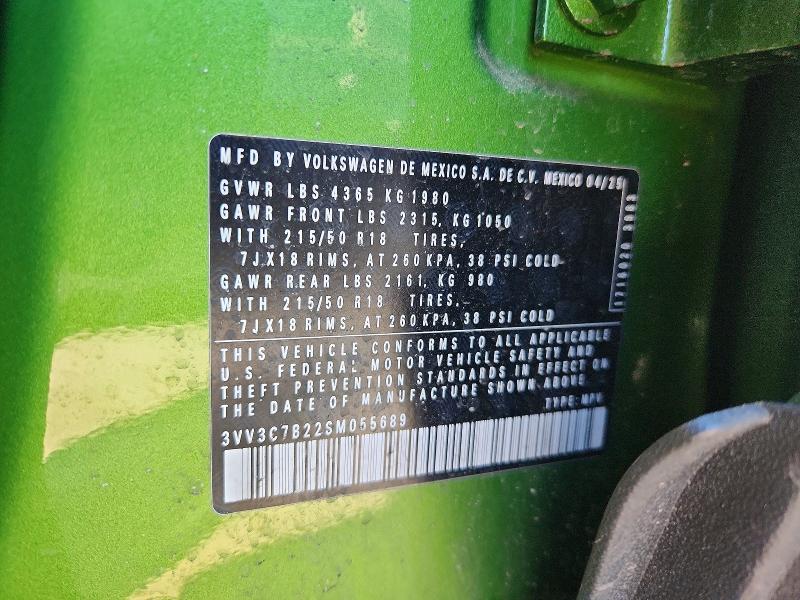 56107686 :رقم المزاد ، 3VV3C7B22SM055689 vin ، 2025 Volkswagen Taos مزاد بيع