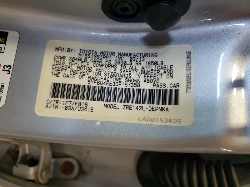 Продажа на аукционе авто 2013 Toyota Corolla, vin: 5YFBU4EE3DP167358, номер лота: 56705846