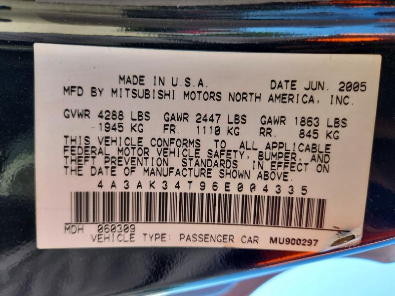 Продаж на аукціоні авто 2006 Mitsubishi Eclipse, vin: 4A3AK34T96E004335, номер лоту: 55641526