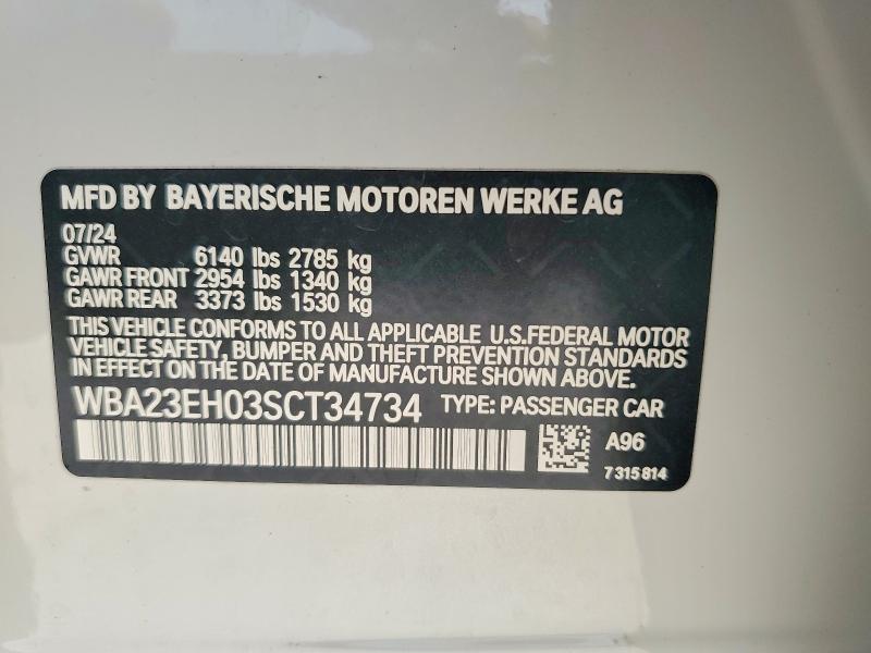Продаж на аукціоні авто 2025 Bmw 740, vin: WBA23EH03SCT34734, номер лоту: 57695576