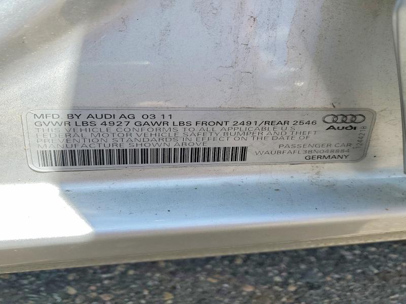 Продаж на аукціоні авто 2011 Audi A4, vin: WAUBFAFL3BN048884, номер лоту: 57568356