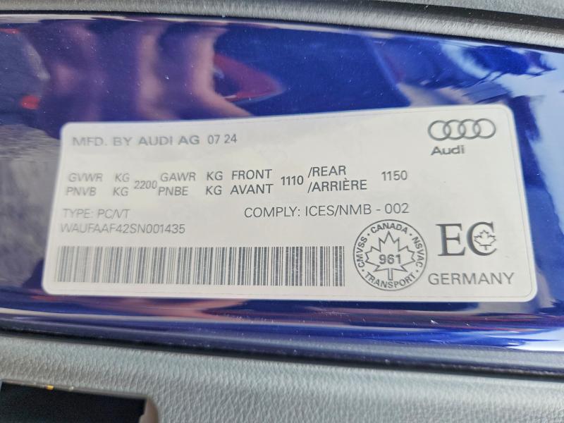 Продажа на аукционе авто 2025 Audi A4, vin: WAUFAAF42SN001435, номер лота: 56520266