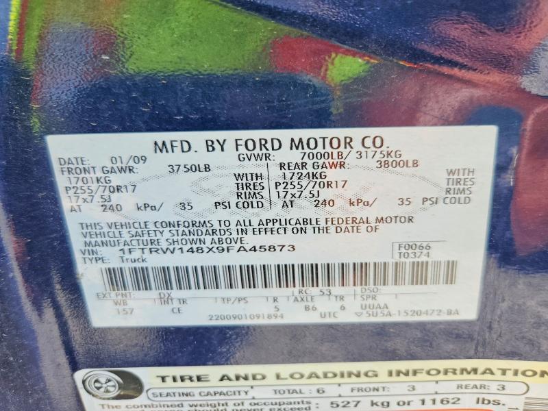 Продаж на аукціоні авто 2009 Ford F150, vin: 1FTRW148X9FA45873, номер лоту: 57195606