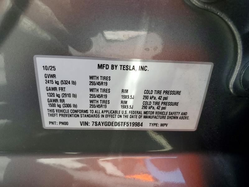 Продаж на аукціоні авто 2026 Tesla Model Y, vin: 7SAYGDED6TF519984, номер лоту: 56081266
