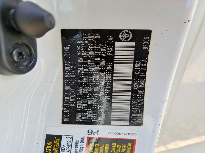 Продажа на аукционе авто 2012 Toyota Camry, vin: 4T1BF1FK8CU550948, номер лота: 57933606