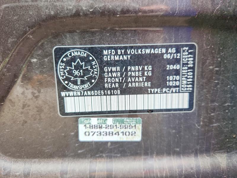 Продаж на аукціоні авто 2013 Volkswagen Cc, vin: WVWRN7AN6DE516108, номер лоту: 57361526