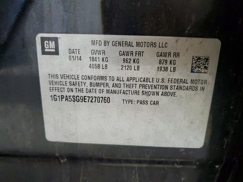 Продажа на аукционе авто 2014 Chevrolet Cruze, vin: 1G1PA5SG9E7270760, номер лота: 57348736
