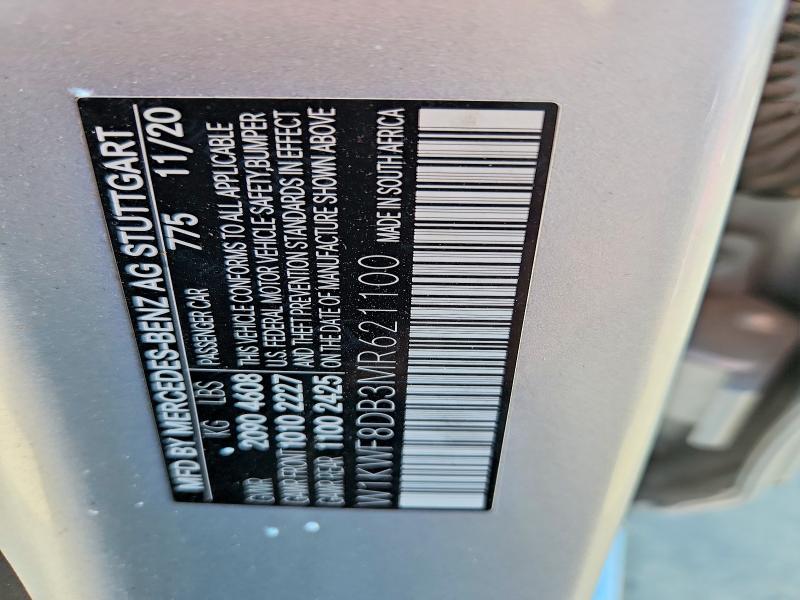 2021 Mercedes-benz C მანქანა იყიდება აუქციონზე, vin: W1KWF8DB3MR621100, აუქციონის ნომერი: 57971656