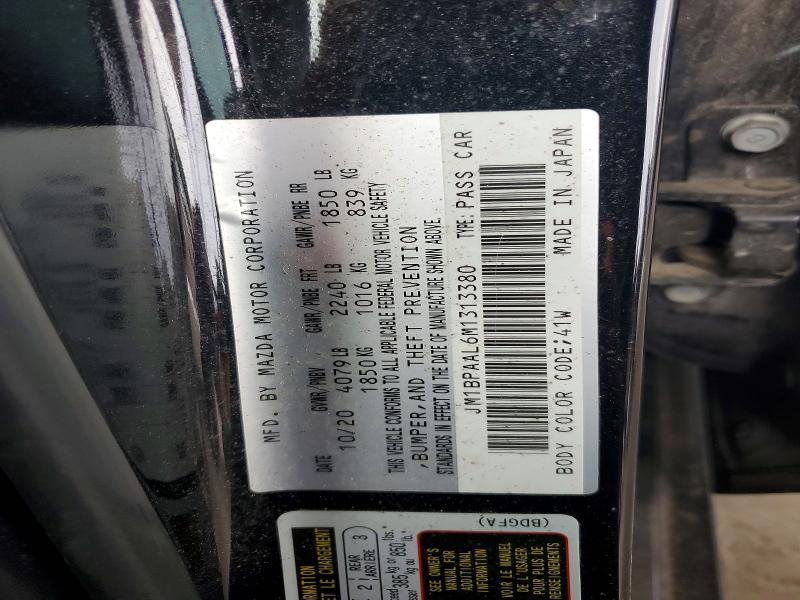 2021 Mazda 3 მანქანა იყიდება აუქციონზე, vin: JM1BPAAL6M1313380, აუქციონის ნომერი: 58027766