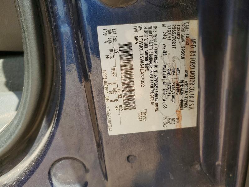 2004 Ford Expedition მანქანა იყიდება აუქციონზე, vin: 1FMRU15W64LA37052, აუქციონის ნომერი: 54957196