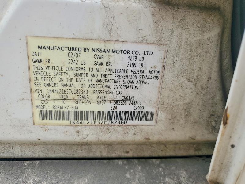 Auction sale of the 2007 Nissan Altima, vin: 1N4AL21E57C182360, lot number: 56814266