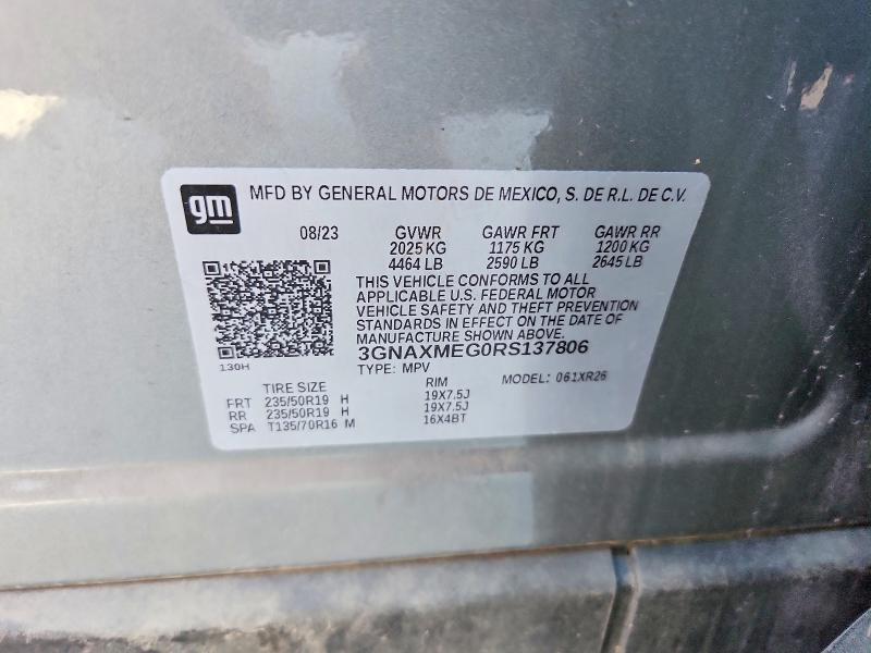 57240046 :رقم المزاد ، 3GNAXMEG0RS137806 vin ، 2024 Chevrolet Equinox مزاد بيع