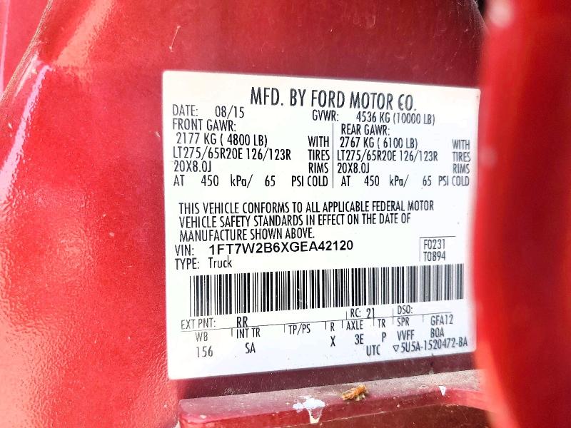 2016 Ford F250 მანქანა იყიდება აუქციონზე, vin: 1FT7W2B6XGEA42120, აუქციონის ნომერი: 56247696