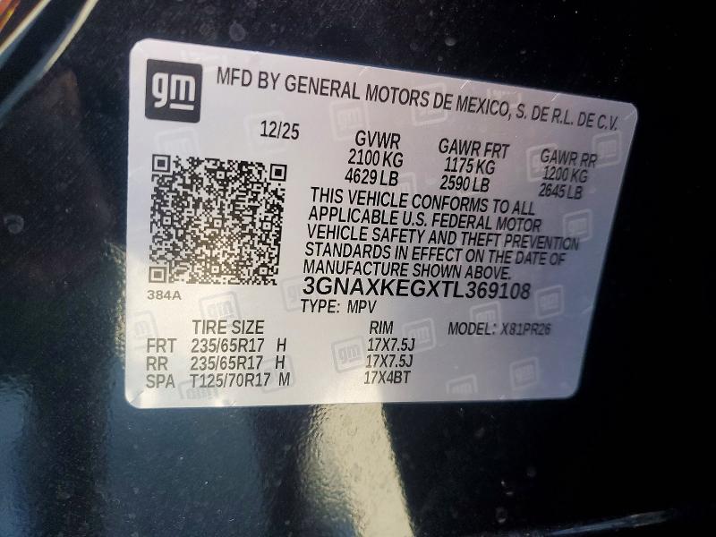 Продажа на аукционе авто 2026 Chevrolet Equinox, vin: 3GNAXKEGXTL369108, номер лота: 56436026