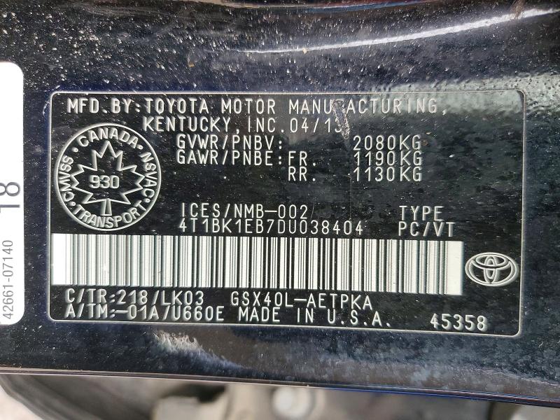 Продажа на аукционе авто 2013 Toyota Avalon, vin: 4T1BK1EB7DU038404, номер лота: 58907706