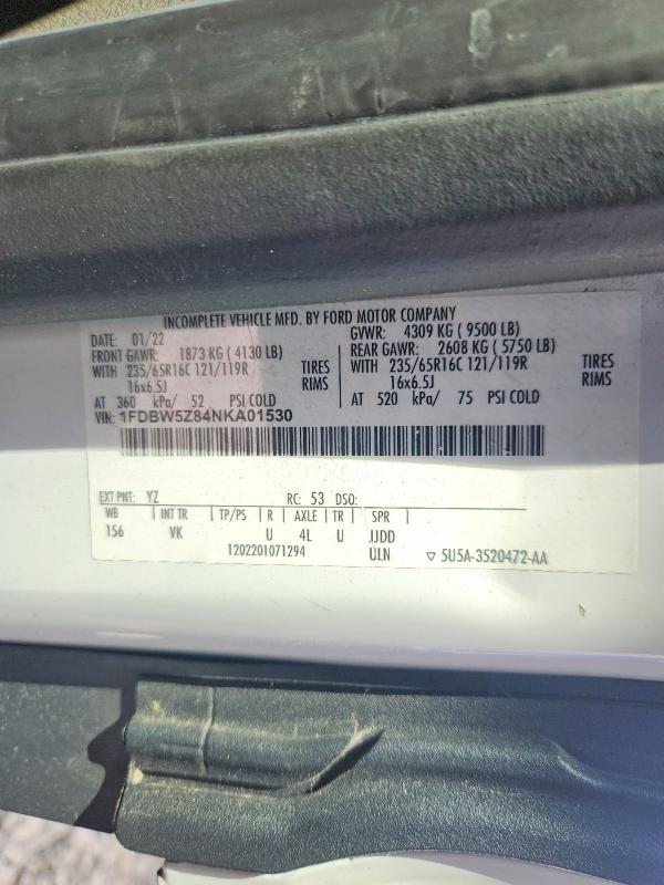 54517546 :رقم المزاد ، 1FDBW5Z84NKA01530 vin ، 2022 Ford Transit مزاد بيع