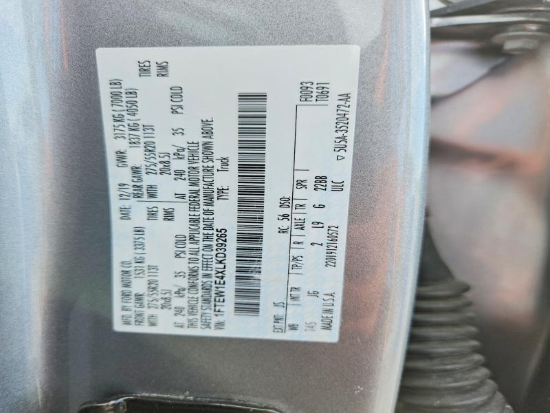 Продажа на аукционе авто 2020 Ford F150, vin: 1FTEW1E4XLKD39265, номер лота: 56856256