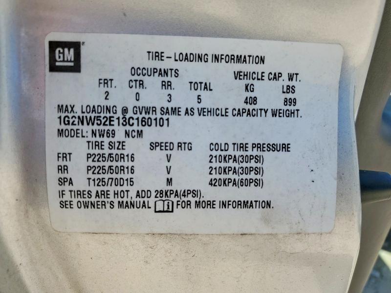56121476 :رقم المزاد ، 1G2NW52E13C160101 vin ، 2003 Pontiac Grand Am مزاد بيع