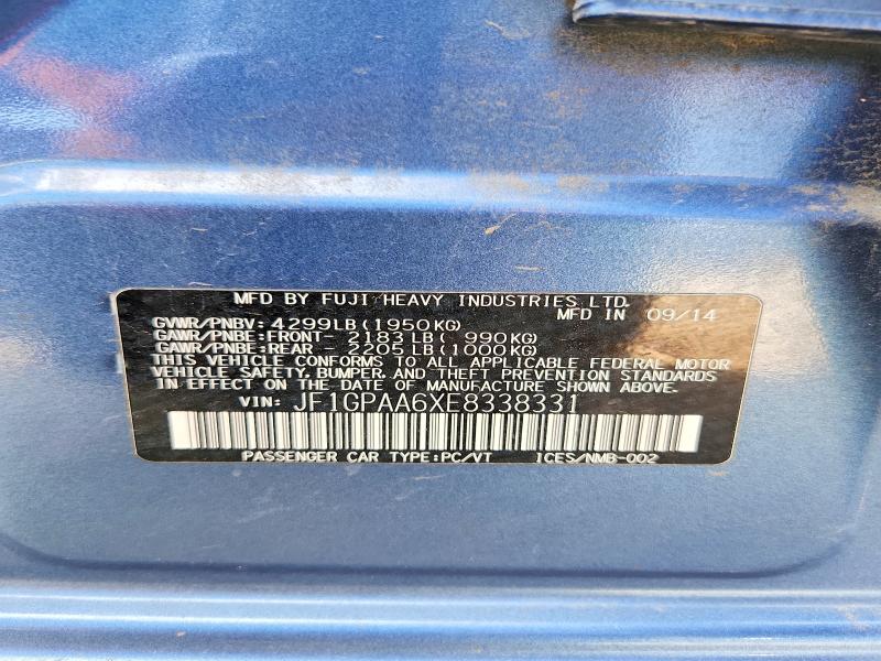 Продажа на аукционе авто 2014 Subaru Impreza, vin: JF1GPAA6XE8338331, номер лота: 58570036