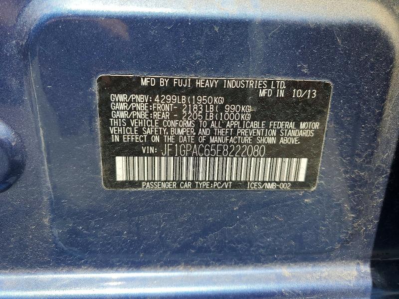 Продажа на аукционе авто 2014 Subaru Impreza, vin: JF1GPAC65E8222080, номер лота: 55503226
