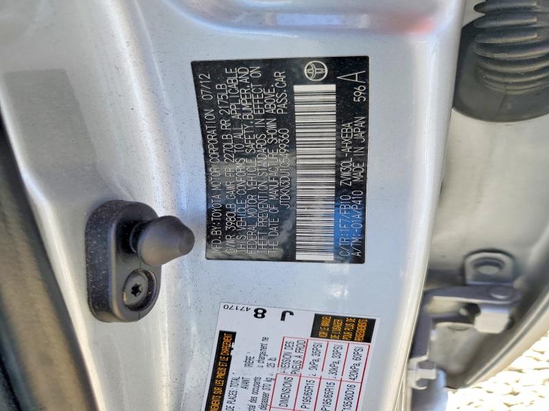 58309756 :رقم المزاد ، JTDKN3DU1C5499360 vin ، 2012 Toyota Prius مزاد بيع