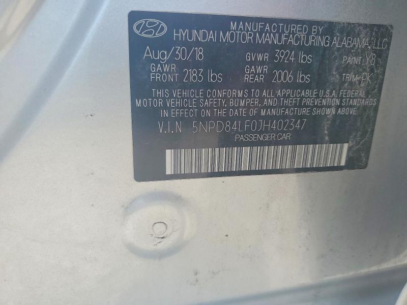 Aukcja sprzedaży 2018 Hyundai Elantra, vin: 5NPD84LF0JH402347, numer aukcji: 85451555
