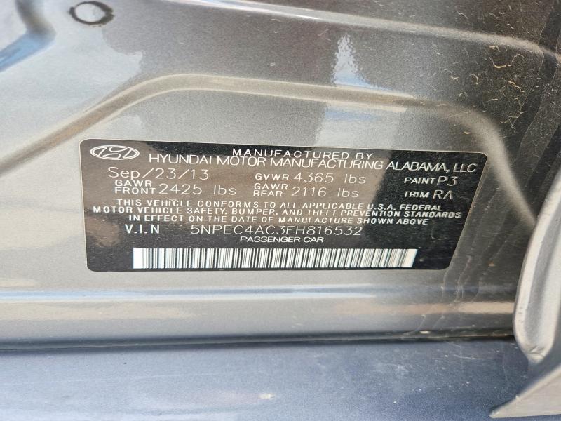 2014 Hyundai Sonata მანქანა იყიდება აუქციონზე, vin: 5NPEC4AC3EH816532, აუქციონის ნომერი: 56777256