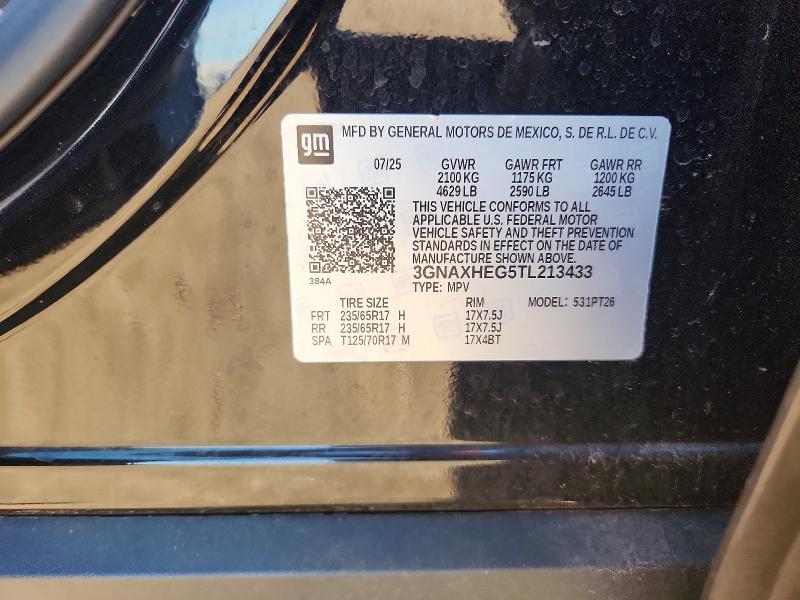 2026 Chevrolet Equinox მანქანა იყიდება აუქციონზე, vin: 3GNAXHEG5TL213433, აუქციონის ნომერი: 55887466