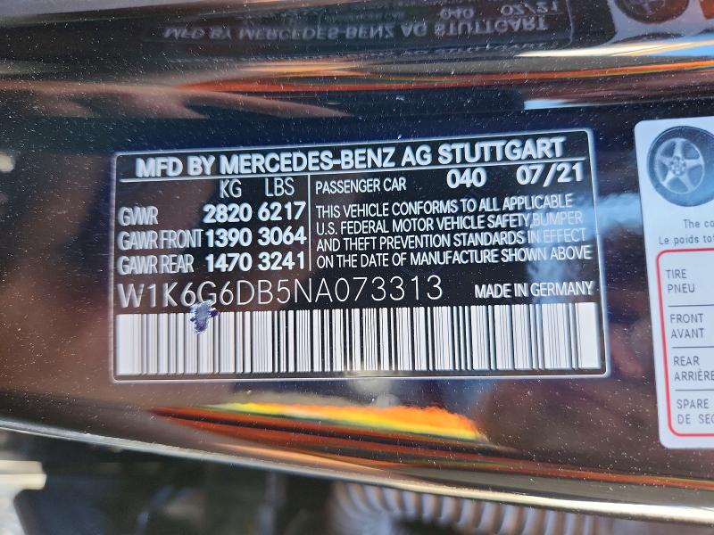 Продажа на аукционе авто 2022 Mercedes-benz S, vin: W1K6G6DB5NA073313, номер лота: 56432176
