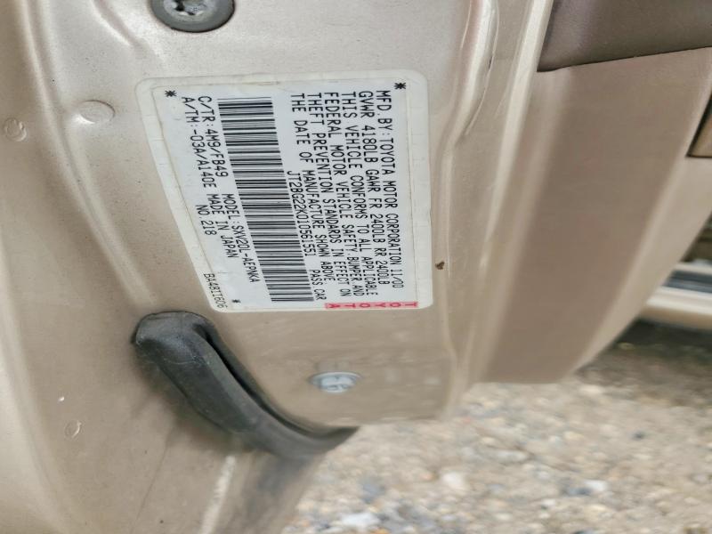 Продажа на аукционе авто 2001 Toyota Camry, vin: JT2BG22K010561551, номер лота: 58254646