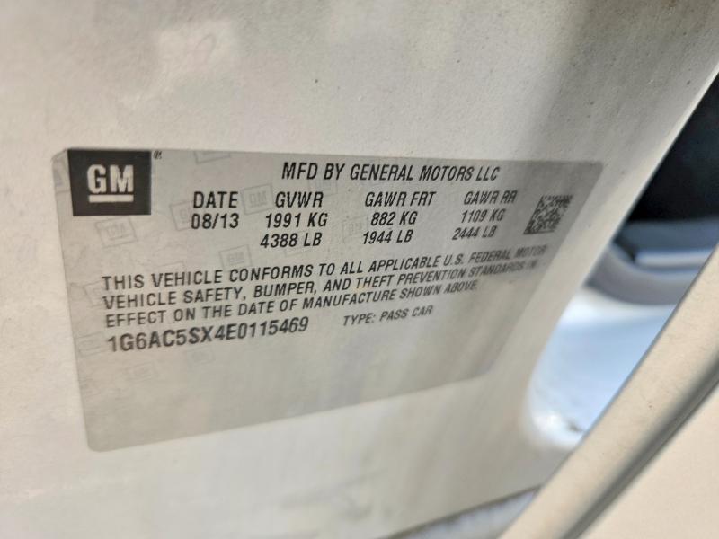 57680856 :رقم المزاد ، 1G6AC5SX4E0115469 vin ، 2014 Cadillac Ats مزاد بيع