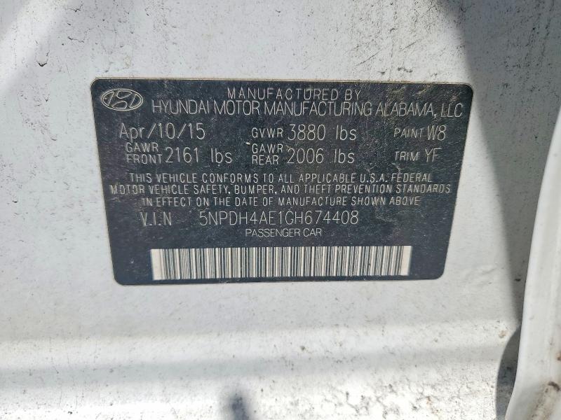 Aukcja sprzedaży 2016 Hyundai Elantra, vin: 5NPDH4AE1GH674408, numer aukcji: 57322006