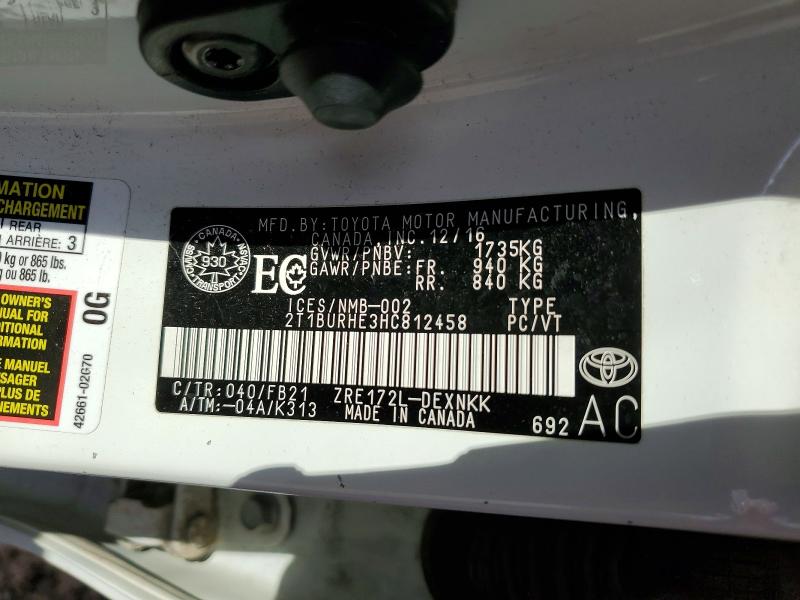 Aukcja sprzedaży 2017 Toyota Corolla, vin: 2T1BURHE3HC812458, numer aukcji: 57210616