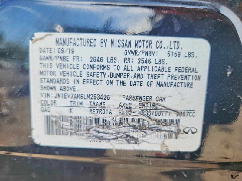55359266 :رقم المزاد ، JN1EV7AR6LM253420 vin ، 2020 Infiniti Q50 مزاد بيع